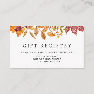 Carte D'accompagnement Watercolor Automne Feuilles Garland Mariage Regist