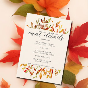 Carte D'accompagnement Watercolor Autumn Leaves - Détails de l'événement 