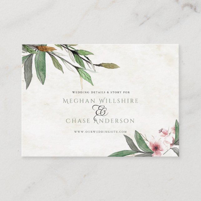 Carte D'accompagnement Watercolor Botanical Blossoms Site Mariage (Devant)