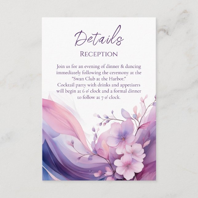 Carte D'accompagnement Watercolor Cherry Blossoms-Mariage Détails- (Devant)