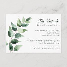 Carte D'accompagnement Watercolor Eucalyptus Wedding | White