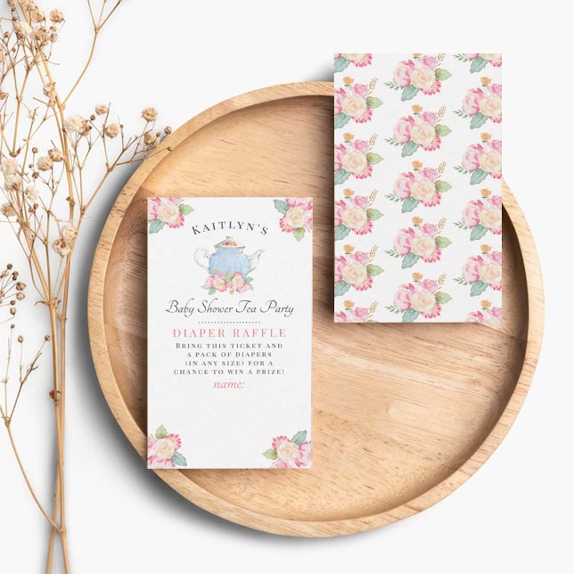 Carte D'accompagnement Watercolor Floral Tea Party | Baby shower de couch (Créateur téléchargé)