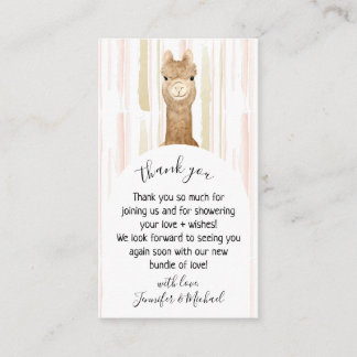 Carte D'accompagnement Watercolor Forest Alpaca Baby Animal Thank You