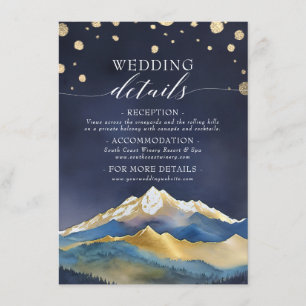 Carte D'accompagnement Watercolor Gold Mountains Outdoor Mariage Détails