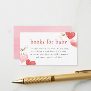 Carte D'accompagnement Watercolor Hearts Girl Baby shower Livres Pour Béb