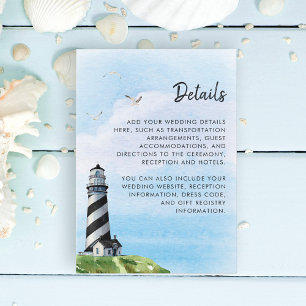 Carte D'accompagnement Watercolor Lighthouse Modern Mariage Détails
