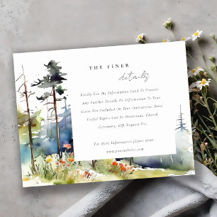 Carte D'accompagnement Watercolor Pine Forest Paysage Détails du Mariage