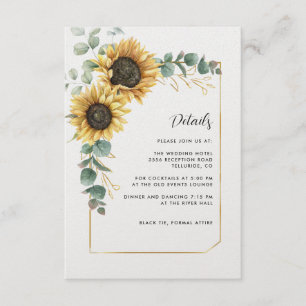 Carte D'accompagnement Watercolor Sunflower Eucalyptus Détails du Mariage