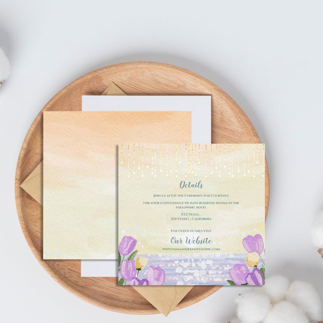 Carte D'accompagnement Watercolor Tulip Seaside Pastel Floral Wedding (Watercolor Tulip Seaside Pastel Floral Wedding Enclosure Card)