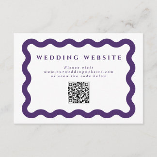Carte D'accompagnement Wavy Purple Mariage Website QR Code