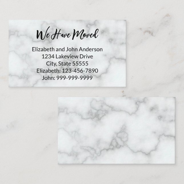 Carte D'accompagnement We Have Moved Faux Marble Moving Announcement (Devant / Derrière)