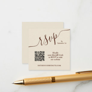 Carte D'accompagnement Wedding QR code beige