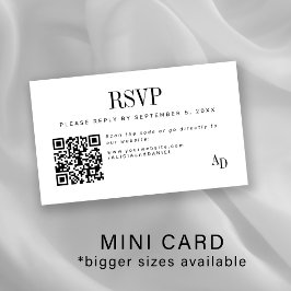 Carte D'accompagnement Wedding RSVP insert QR code black white enclosure