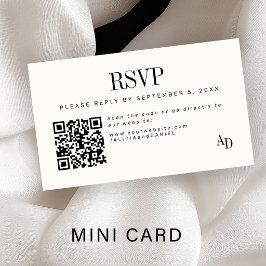 Carte D'accompagnement Wedding RSVP insert QR code ivory black enclosure