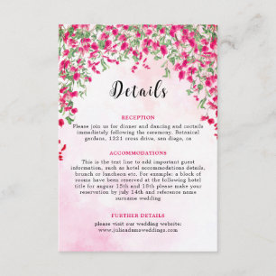 Carte D'accompagnement Wedding shower forestier tropical des Bougainvilli