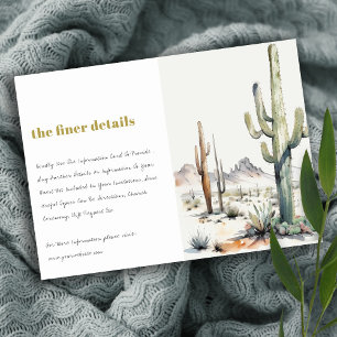 Carte D'accompagnement Western Boho Cactus Desert Landscape Mariage Détai