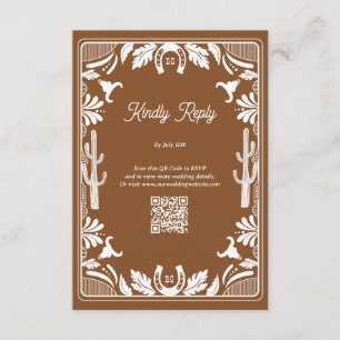 Carte D'accompagnement Western Country Cowboy Rustique Mariage Brown