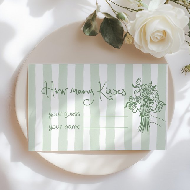 Carte D'accompagnement Whimsical Combien de baisers Sage green (Créateur téléchargé)