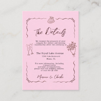Carte D'accompagnement Whimsical Pink Hand Drawn Illustrated The Details 
