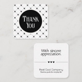 Carte D'accompagnement White & Black Bow Monogram Thank You Card