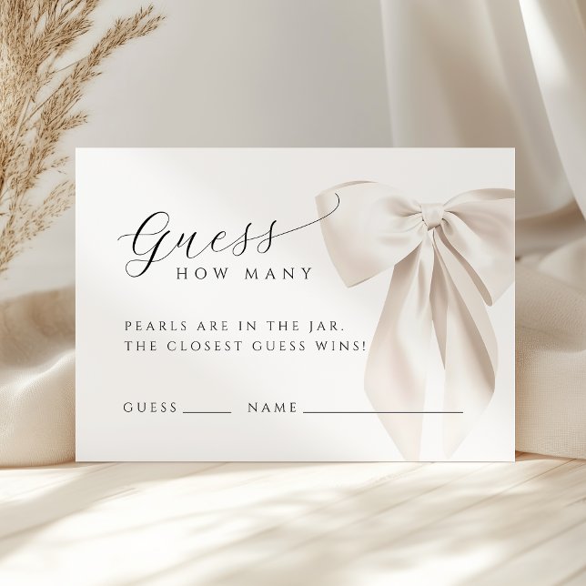 Carte D'accompagnement White Bow Guess How Many Game Card (Créateur téléchargé)