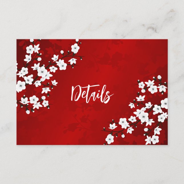 Carte D'accompagnement White Cherry Blossom Wedding Details (Devant)