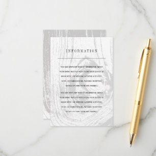 Carte D'accompagnement White Classic Rustic Woodgrain Informations de mar