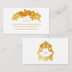 Carte D'accompagnement White & Faux Gold Foil Site Mariage baroque