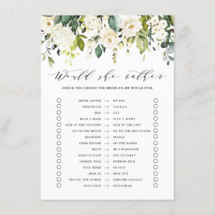 Carte D'accompagnement White Floral Voudrait-Elle Plutôt Fête des mariées