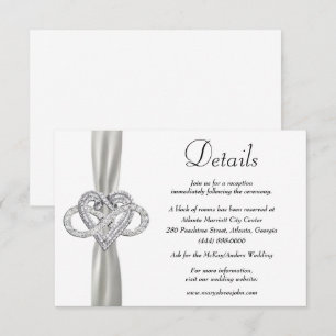 Carte D'accompagnement White Ribbon Infinity Heart Détails du Mariage