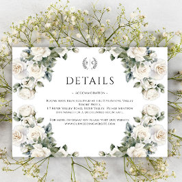 Carte D'accompagnement White Rose Wreaths Green Mariage Détails
