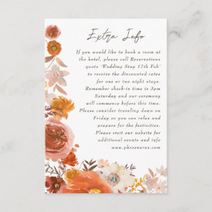 Carte D'accompagnement White Terracotta Floral Info Détail Aquarelle