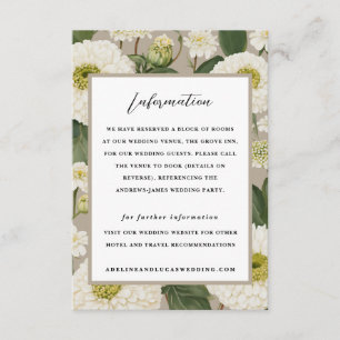 Carte D'accompagnement White Zinnia Flower Hotel Information Mariage