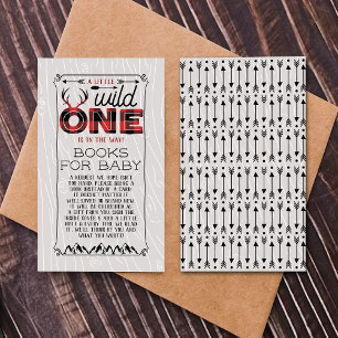 Carte D'accompagnement Wild One Boys Rustic Plaid Baby shower de bûcheron