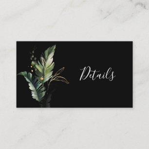 Carte D'accompagnement Wild Tropical Foliage Mariage noir Détails Enclos