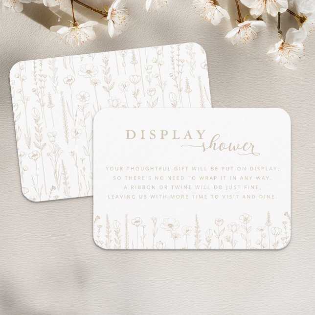 Carte D'accompagnement Wildflower Display Shower Baby Shower Card – Taupe (Display Shower Card)
