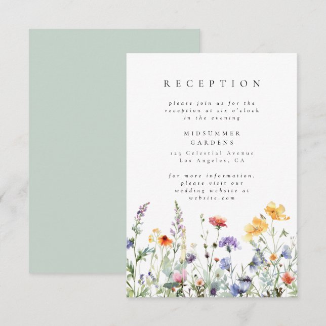 Carte D'accompagnement Wildflower Garden Wedding Reception Enclosure Card (Devant / Derrière)