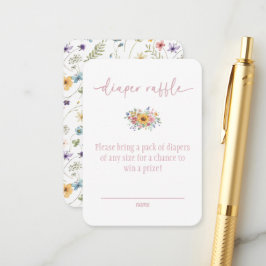 Carte D'accompagnement Wildflower Pink Baby Shower Diaper Raffle Card