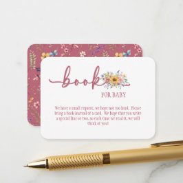 Carte D'accompagnement Wildflower Rose Baby Shower Book for Baby Card