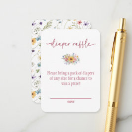 Carte D'accompagnement Wildflower Rose Baby Shower Diaper Raffle Card
