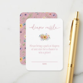 Carte D'accompagnement Wildflower Solid Pink Baby Shower Diaper Raffle 