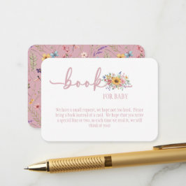 Carte D'accompagnement Wildflower Solid Pink Book for Baby Card