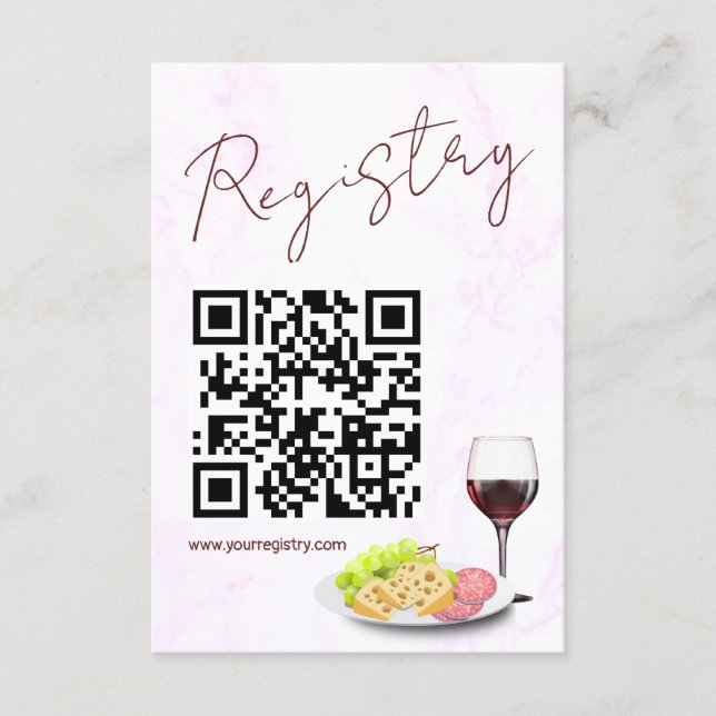 Carte D'accompagnement Wine & Charcuterie Bridal Shower Registry (Devant)
