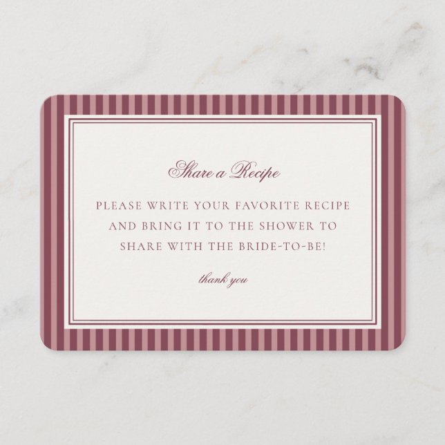 Carte D'accompagnement Wine Vineyard Club Old Money Share a Recipe Insert (Devant)