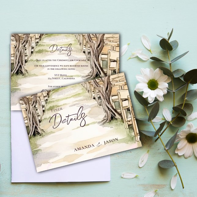 Carte D'accompagnement Winery Rustic Chic Grapevine Détails du Mariage (Winery Rustic Chic Grapevine Wedding Details Enclosure Card)