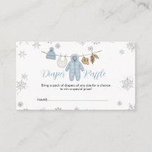 Winter Blue Boy Baby Shower Snow Diaper Raffle