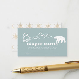 Carte D'accompagnement Winter Blue Hand-Drawn Baby Diaper Raffle Ticket