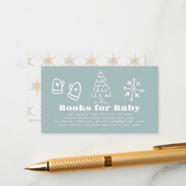 Carte D'accompagnement Winter Blue Hand-Drawn Baby Shower Book Request