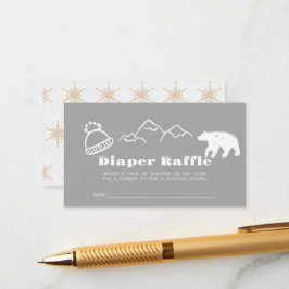 Carte D'accompagnement Winter Gray Hand-Drawn Baby Diaper Raffle Ticket