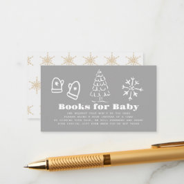 Carte D'accompagnement Winter Gray Hand-Drawn Baby Shower Book Request